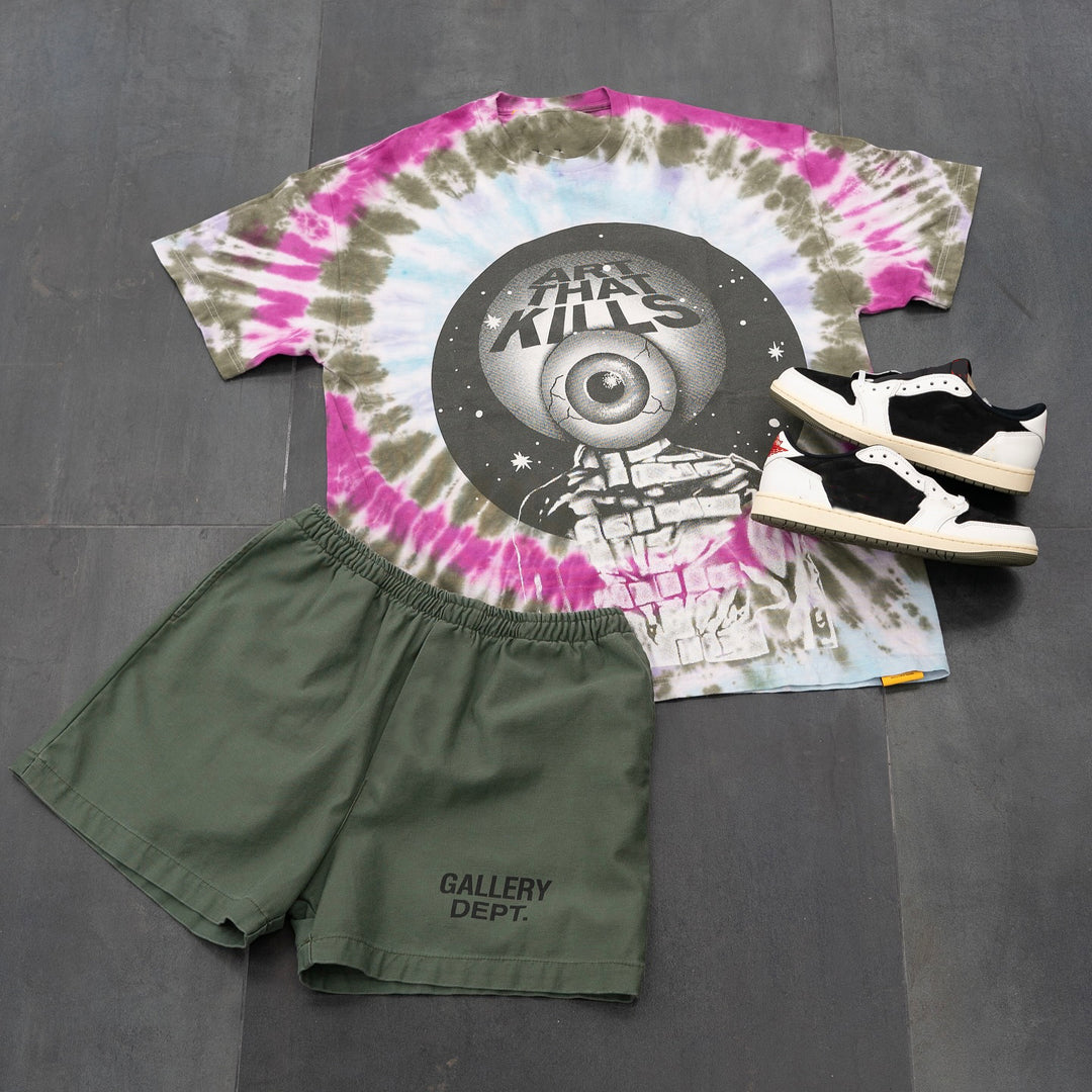 Tie-dyed T-shirt and shorts two-piece set