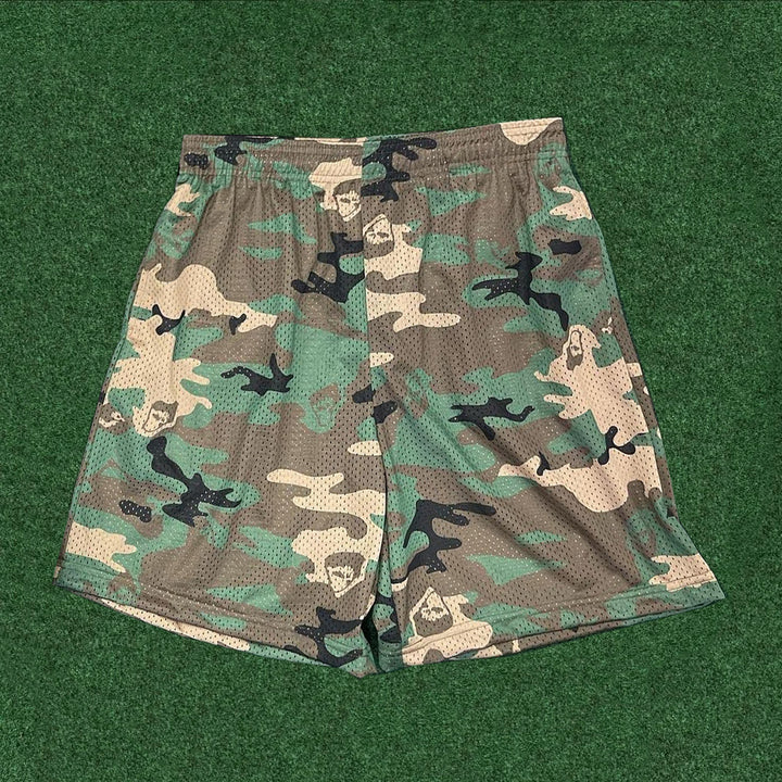 Letter Digital Camouflage Print T-Shirt Shorts Two-Piece Set