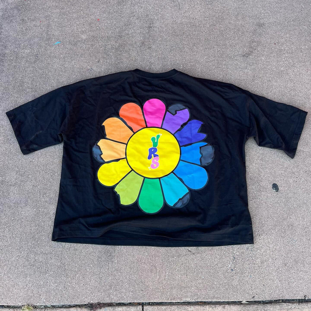 Colorful Sunflower Print Short Sleeve T-shirt