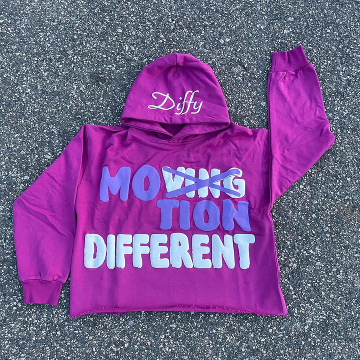 Motion different puff printing cotton street hoodie