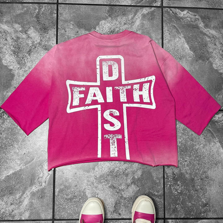 Child Of God Cross Printed Three-quarter Sleeve T-shirt