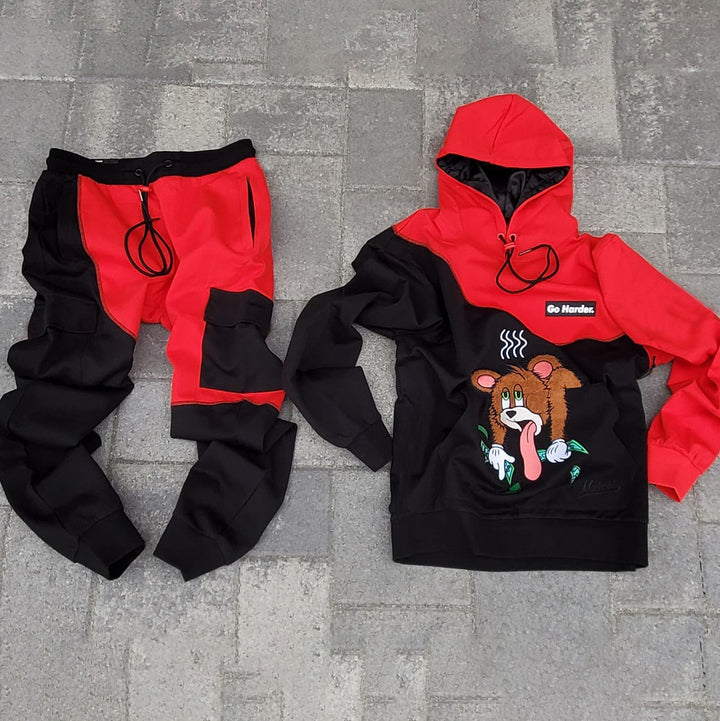 Personalized fashionable contrasting color hoodie sports suit
