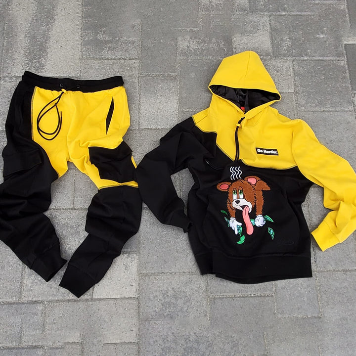 Personalized fashionable contrasting color hoodie sports suit