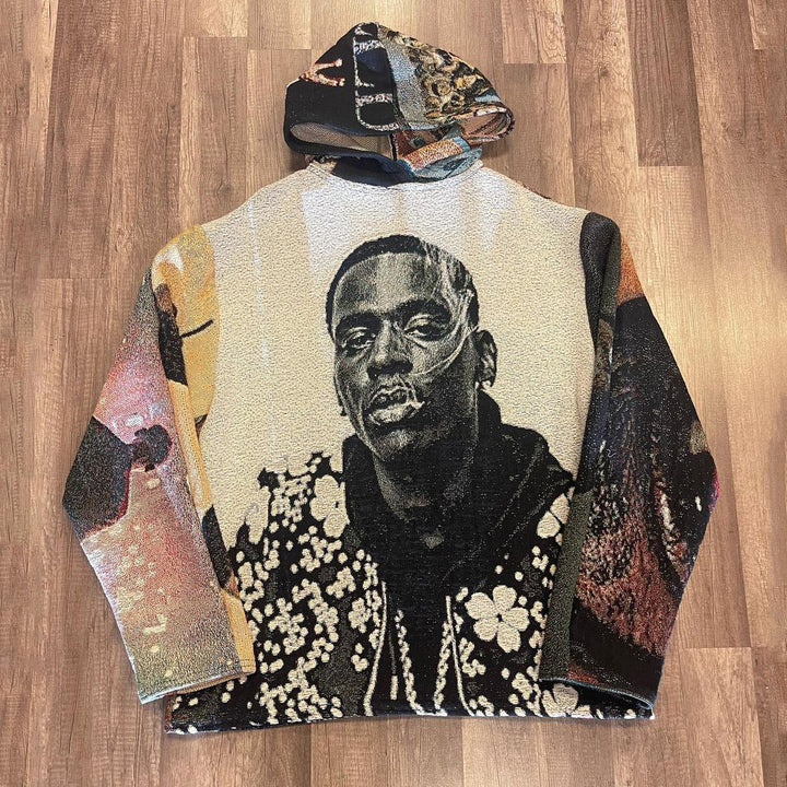 Retro hip hop trendy printed hoodie