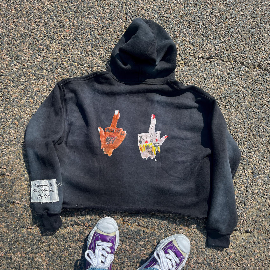 Casual street retro washed printed hoodie