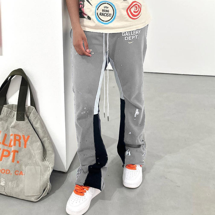 Casual Letters Print Drawstring Flared Trousers