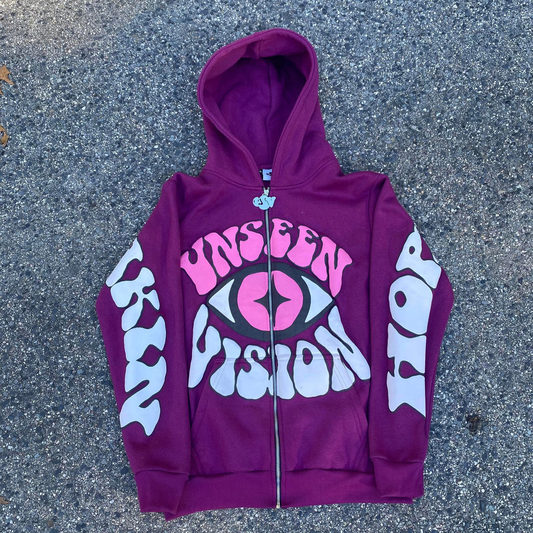 Casual personalized printed zipper letter hoodie