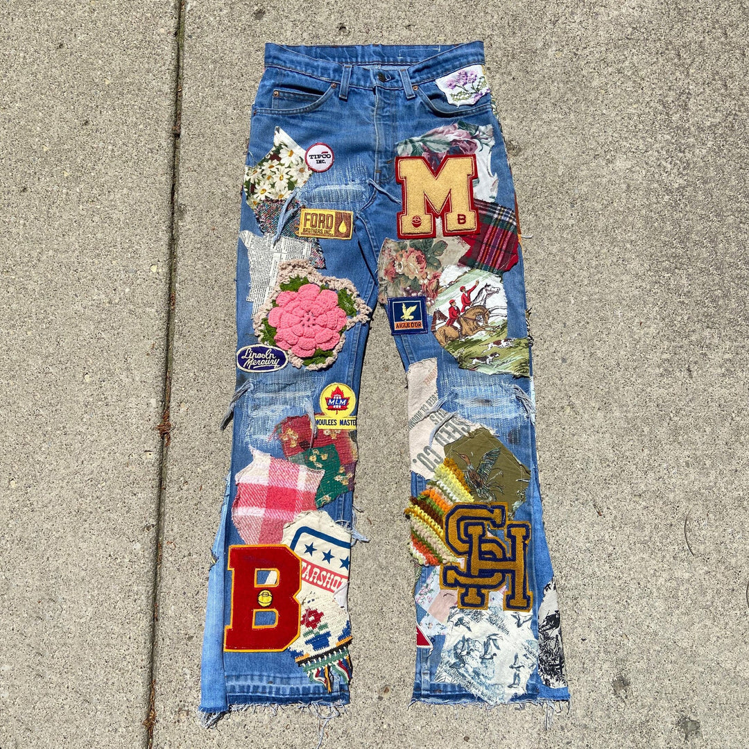 Casual Street Collage Cap Denim Trousers