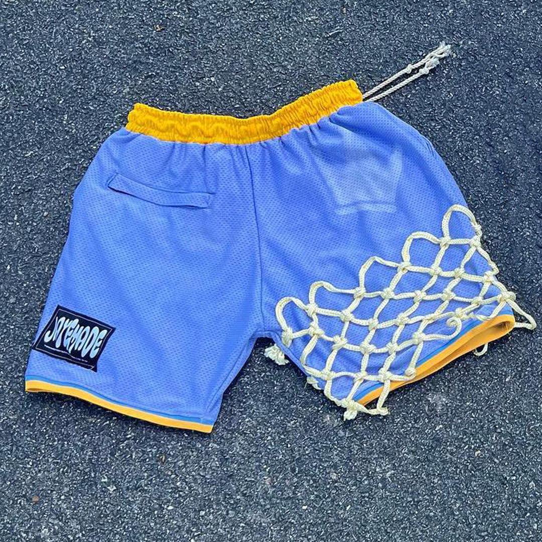 Patchwork mesh shorts