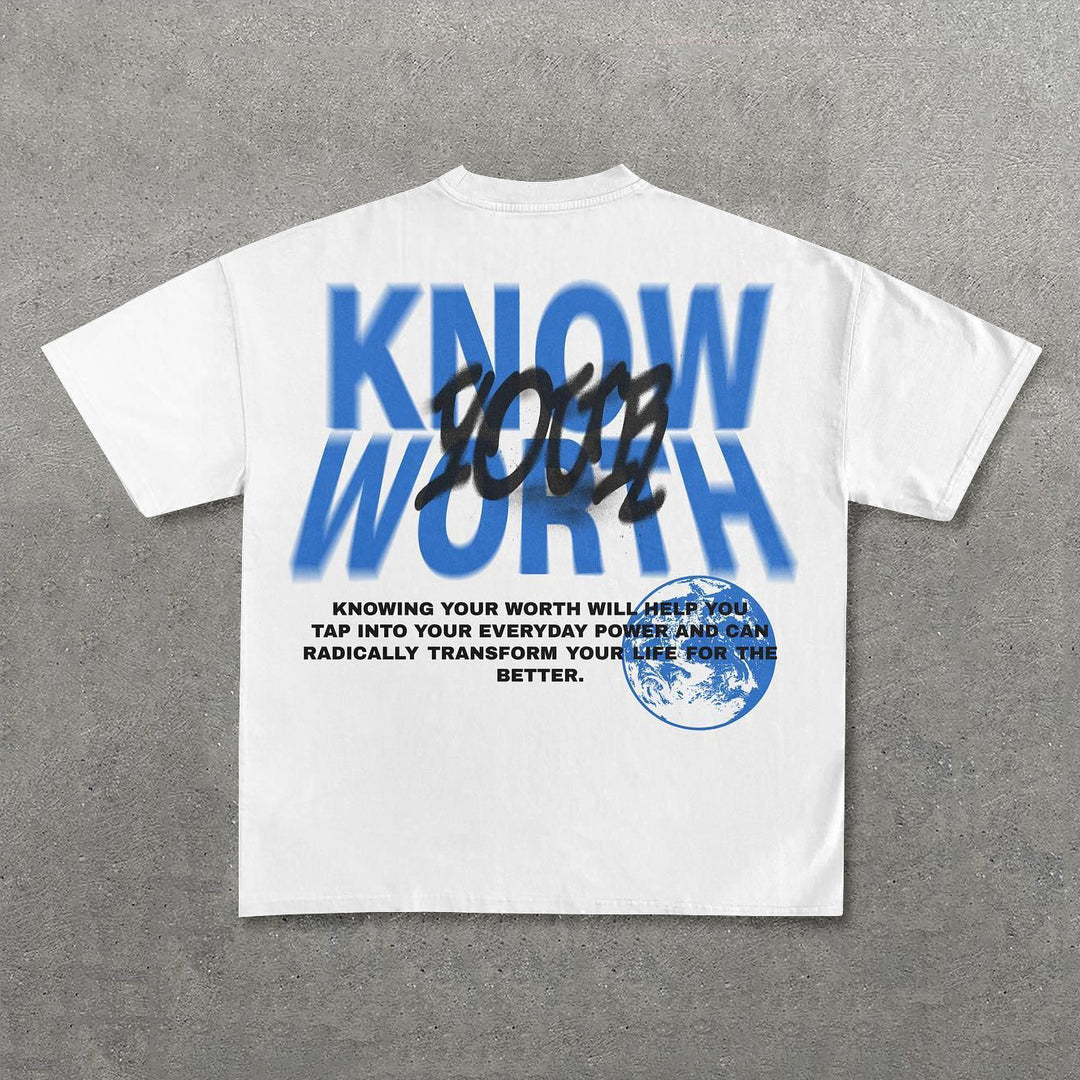 Know Your Worth Print Short Sleeve T-Shirt
