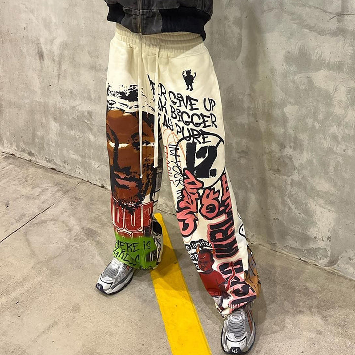 Personalized Jesus Multi-Element Print Pocket Flared Trousers