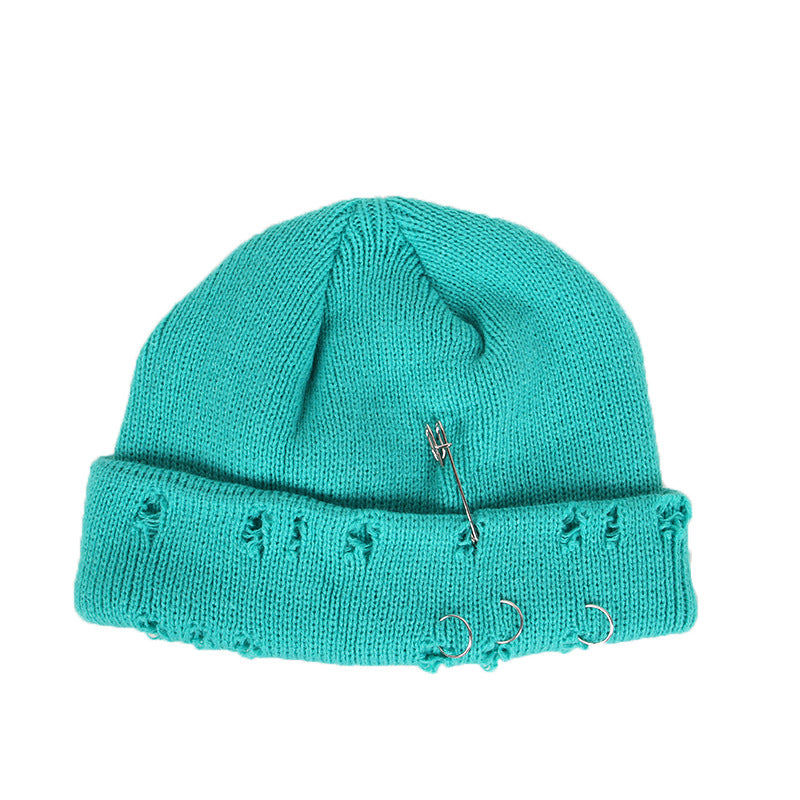 Knitted outdoor ripped hip hop street beanie