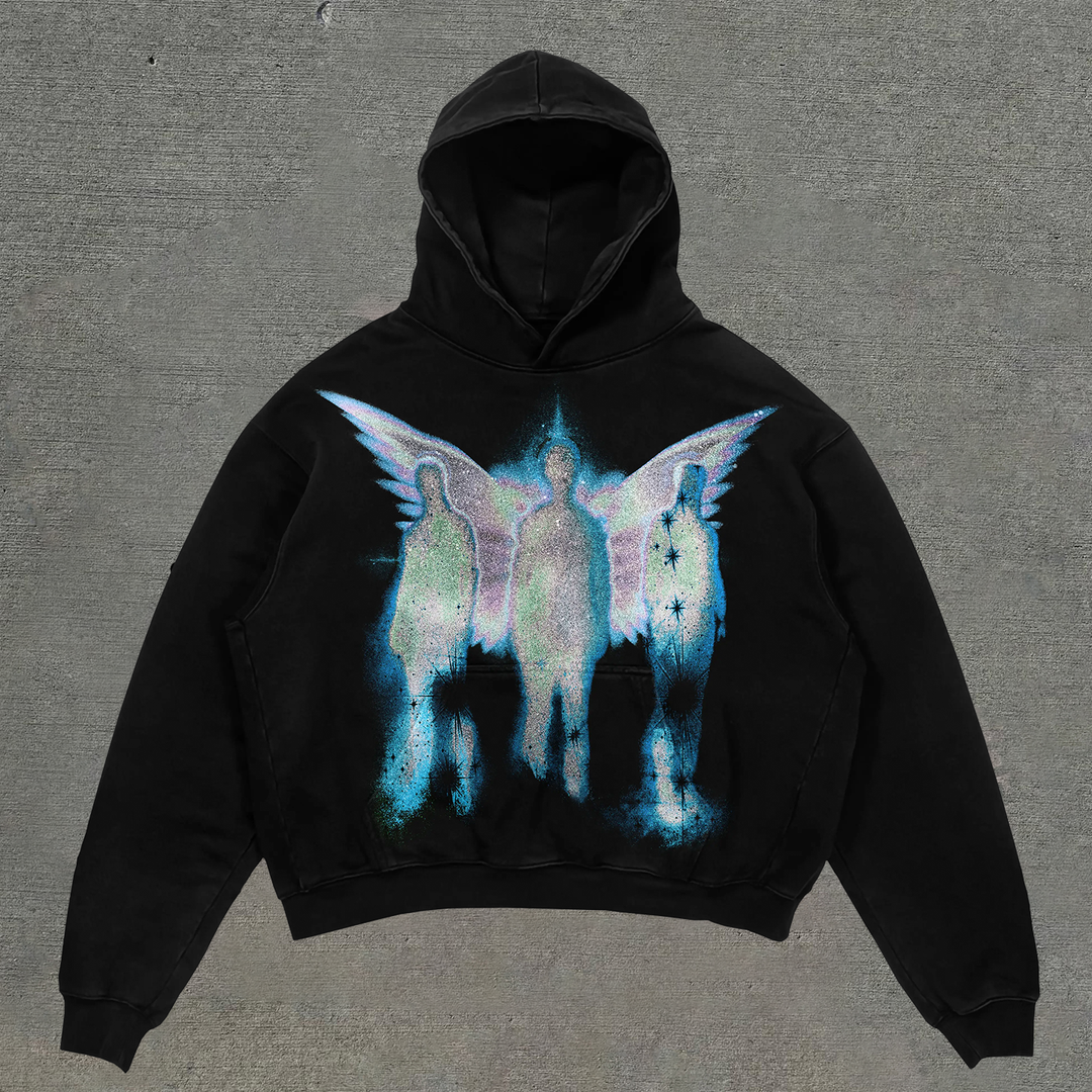 crazy angel print hoodie
