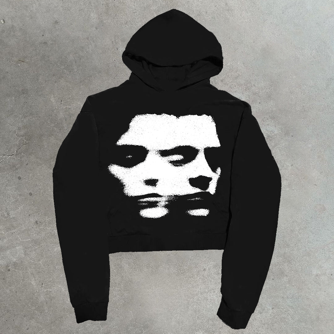 dual personality print hoodie