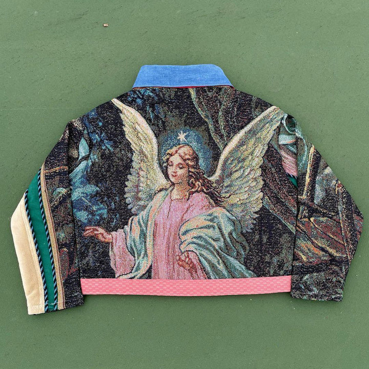 Angels Print Zipped Pocket Jacket