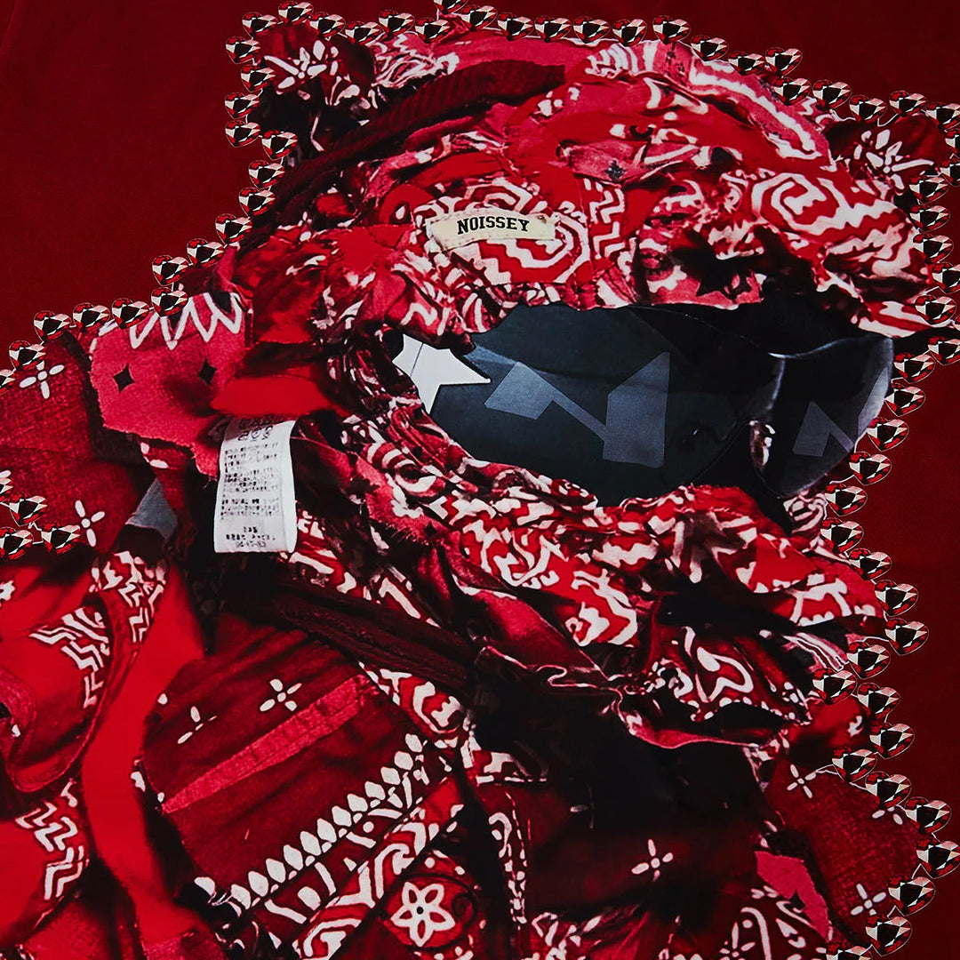 Red balaclava printed cotton T-shirt
