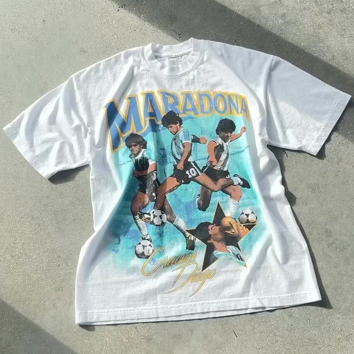 Maradona Football Print Short Sleeve T-shirt