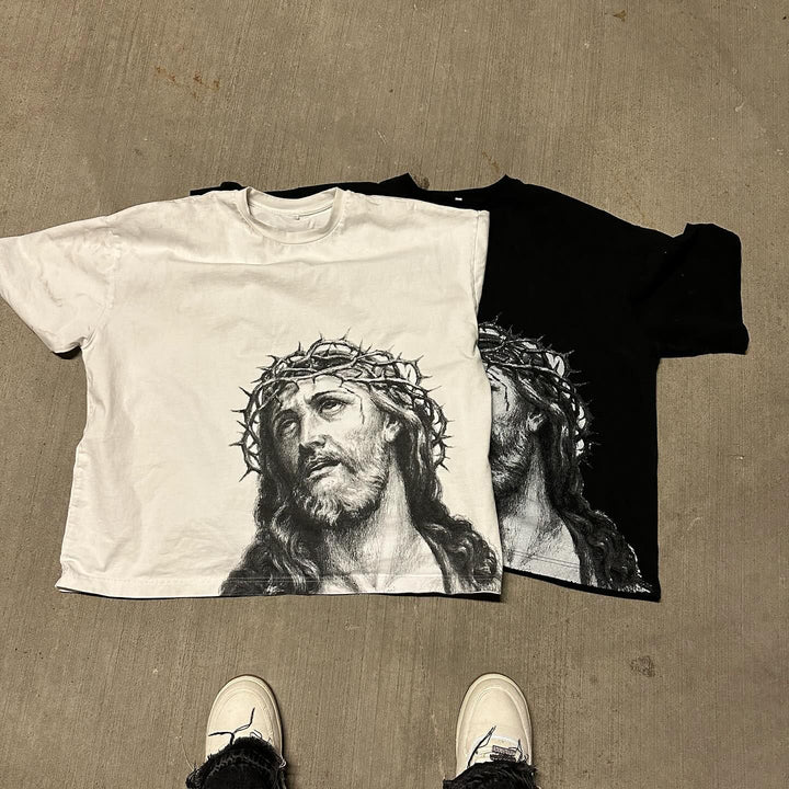 Jesus Letters Print Short Sleeve T-shirt