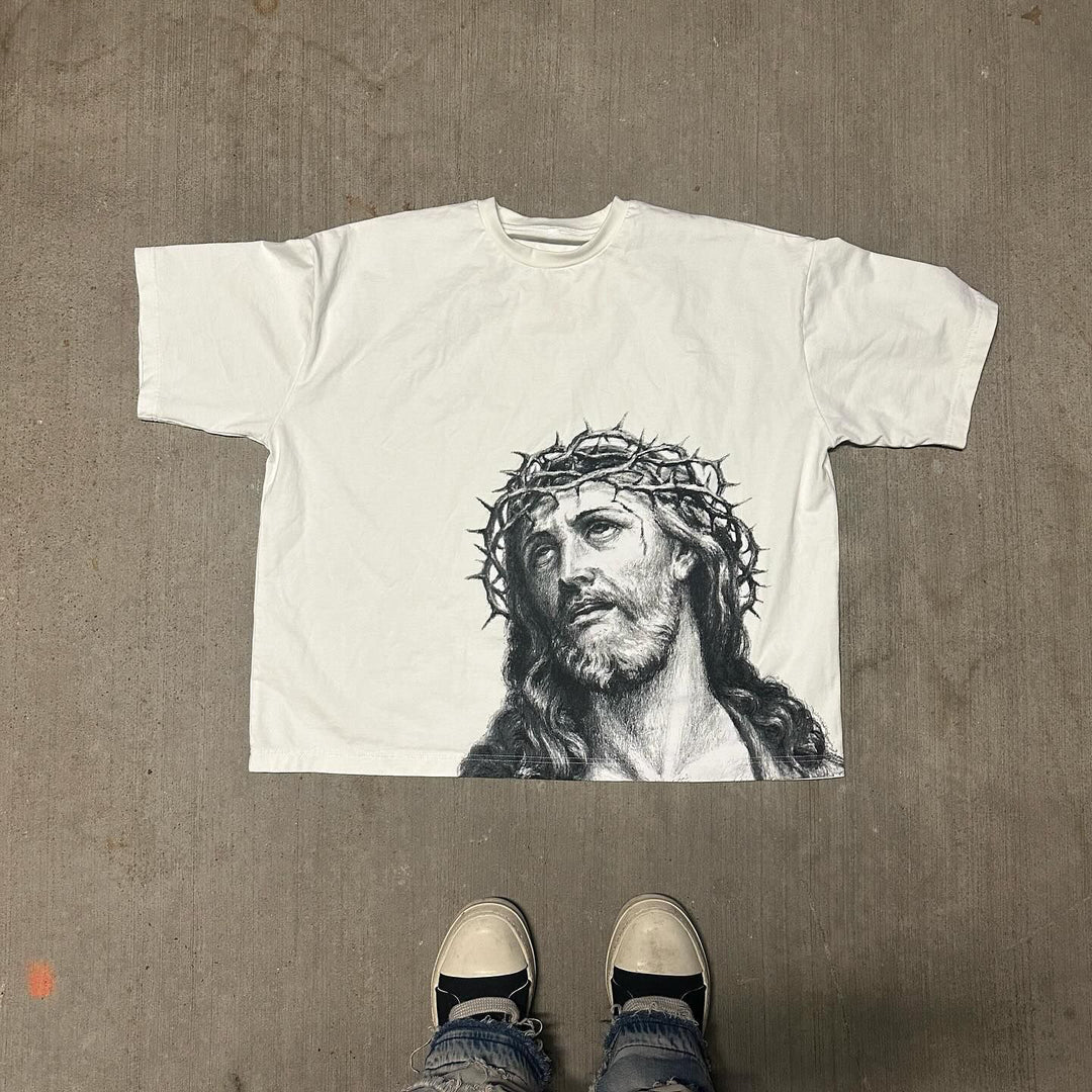 Jesus Letters Print Short Sleeve T-shirt
