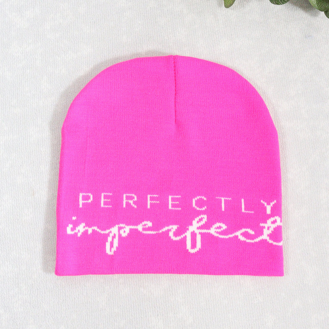 Multicolor woolen warm hat with English letters