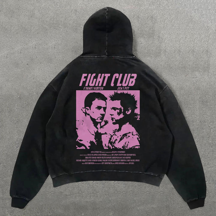 Fight Club Print Long Sleeve Hoodies