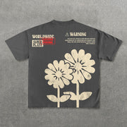 Floral & Letters Print Short Sleeve T-Shirt