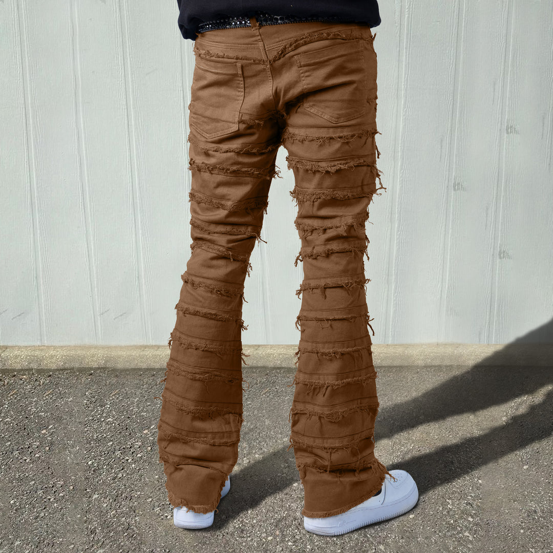 Destroy raw edge denim hip-hop trendy trousers