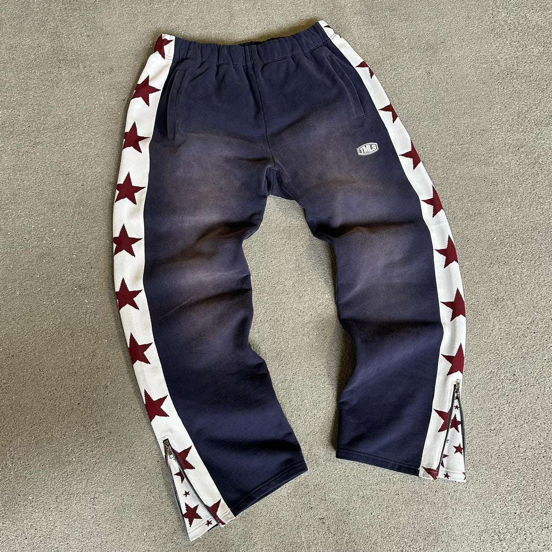 Fashionable star contrast casual trousers