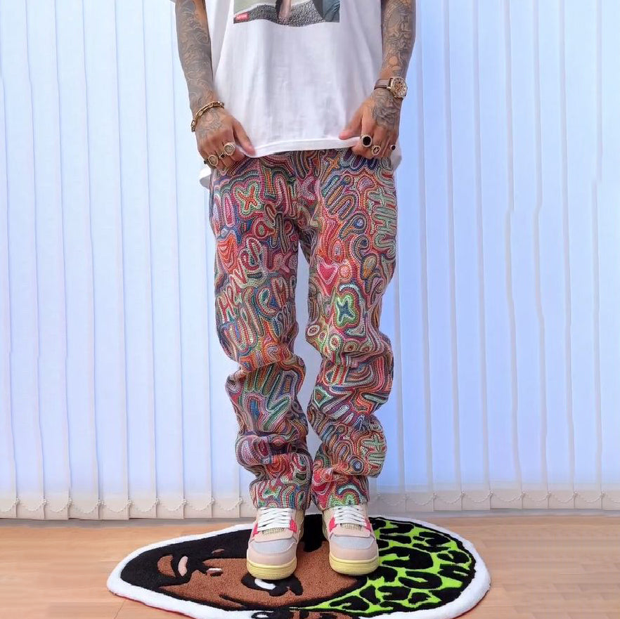 Trendy hip-hop casual artistic pattern trousers