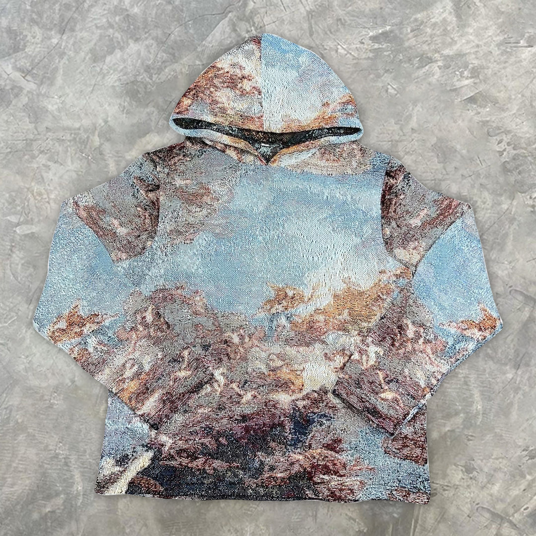 Retro trendy printed casual hoodie