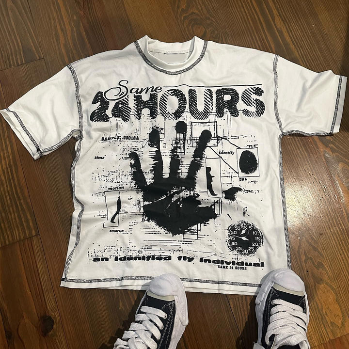 24 Hours Print Short Sleeve T-Shirt