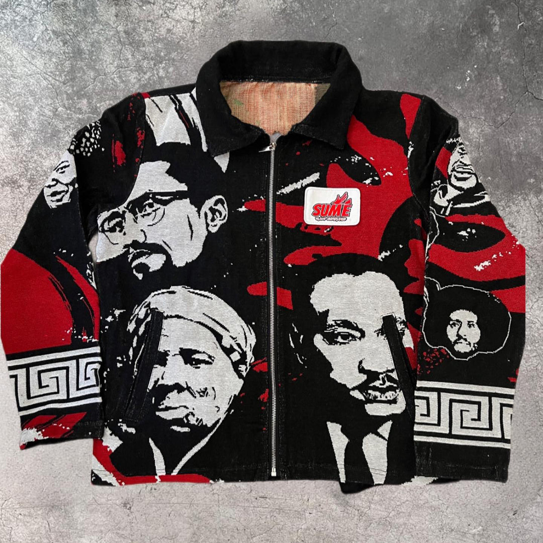 Revolutionary Casual Street Tapestry Zip Jacket