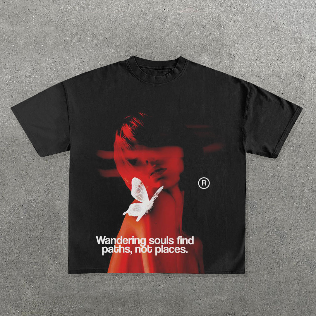 Wandering Souls Find Paths Not Places Print T-Shirt