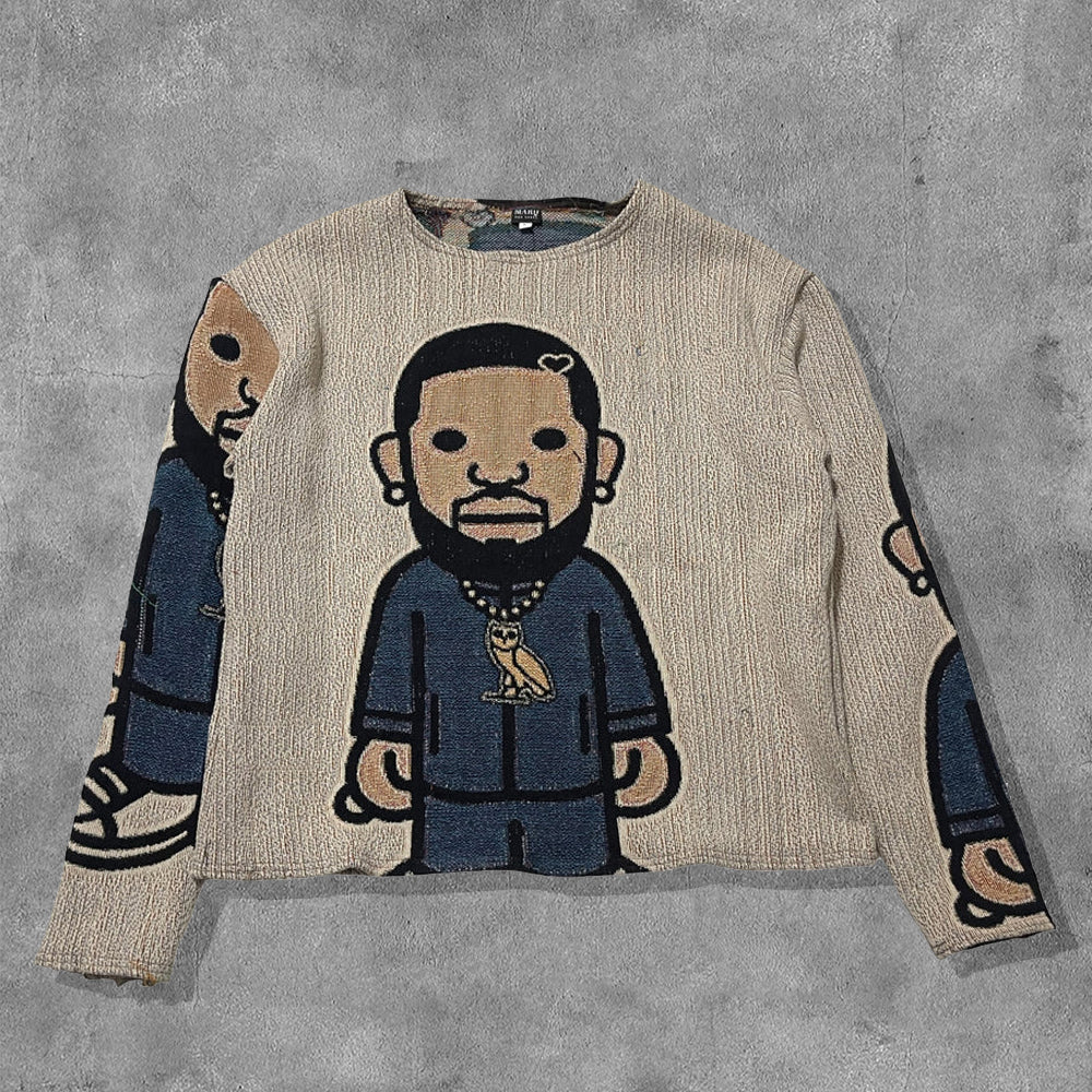 Drake Print Long Sleeve Tapestry Sweatshirt