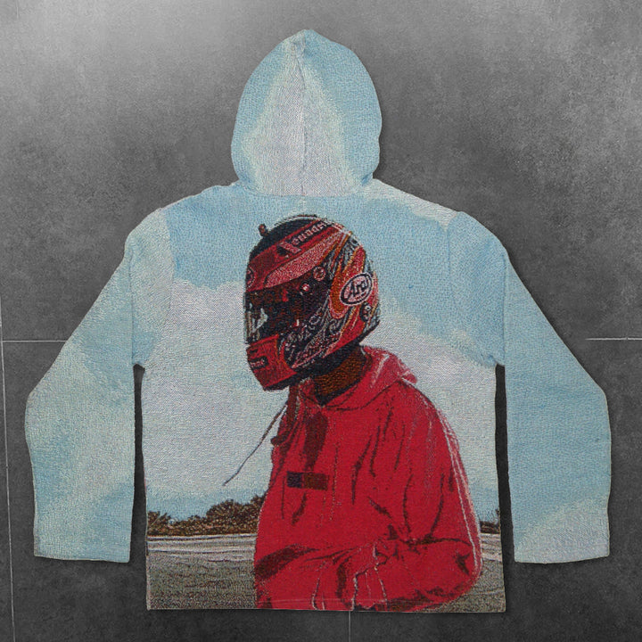 Retro hip-hop trendy brand print tapestry hoodie