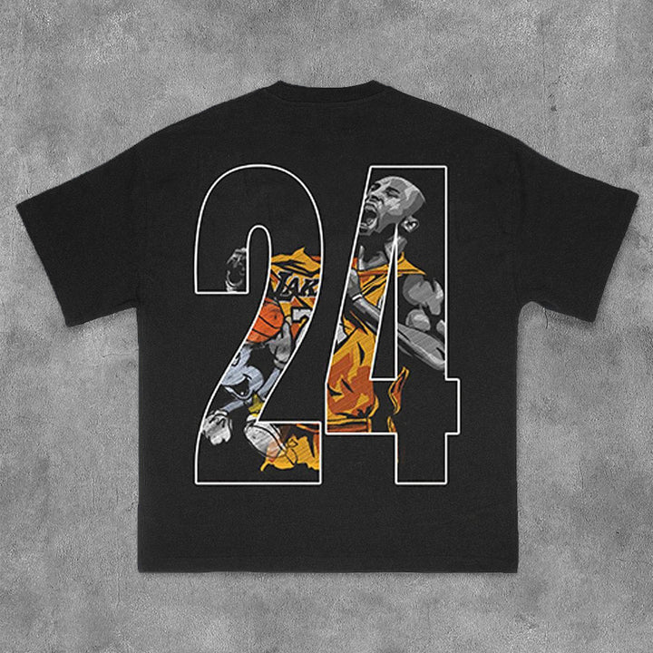 Personalized Basketball Player No. 24 Print Short Sleeve T-Shirt