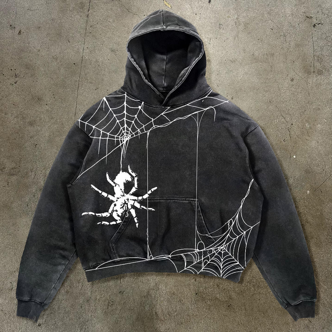 Personalized Spider Web Print Long Sleeve Hoodies