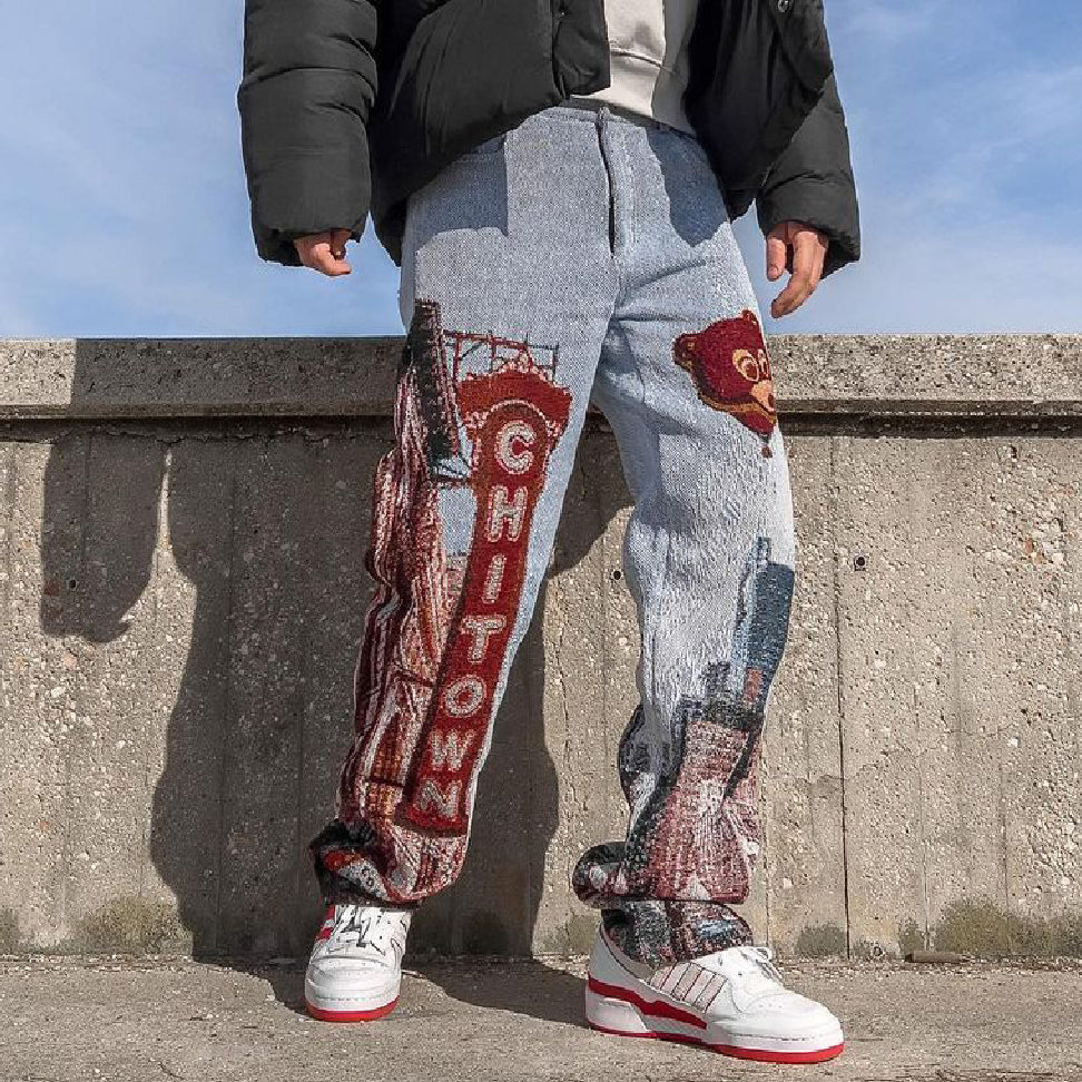 Retro Hip Hop Fashion Tapestry Trousers