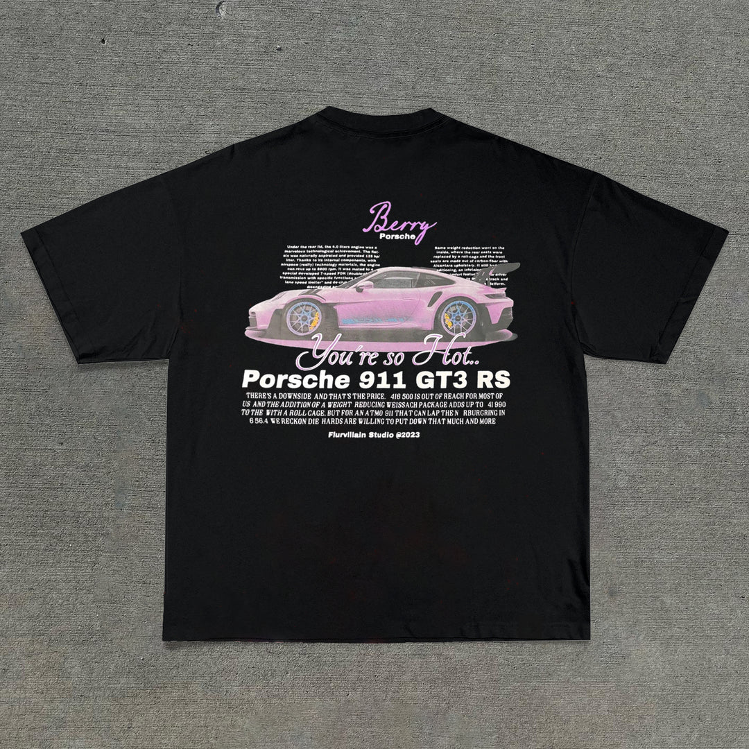 Personalized street style racing print T-shirt