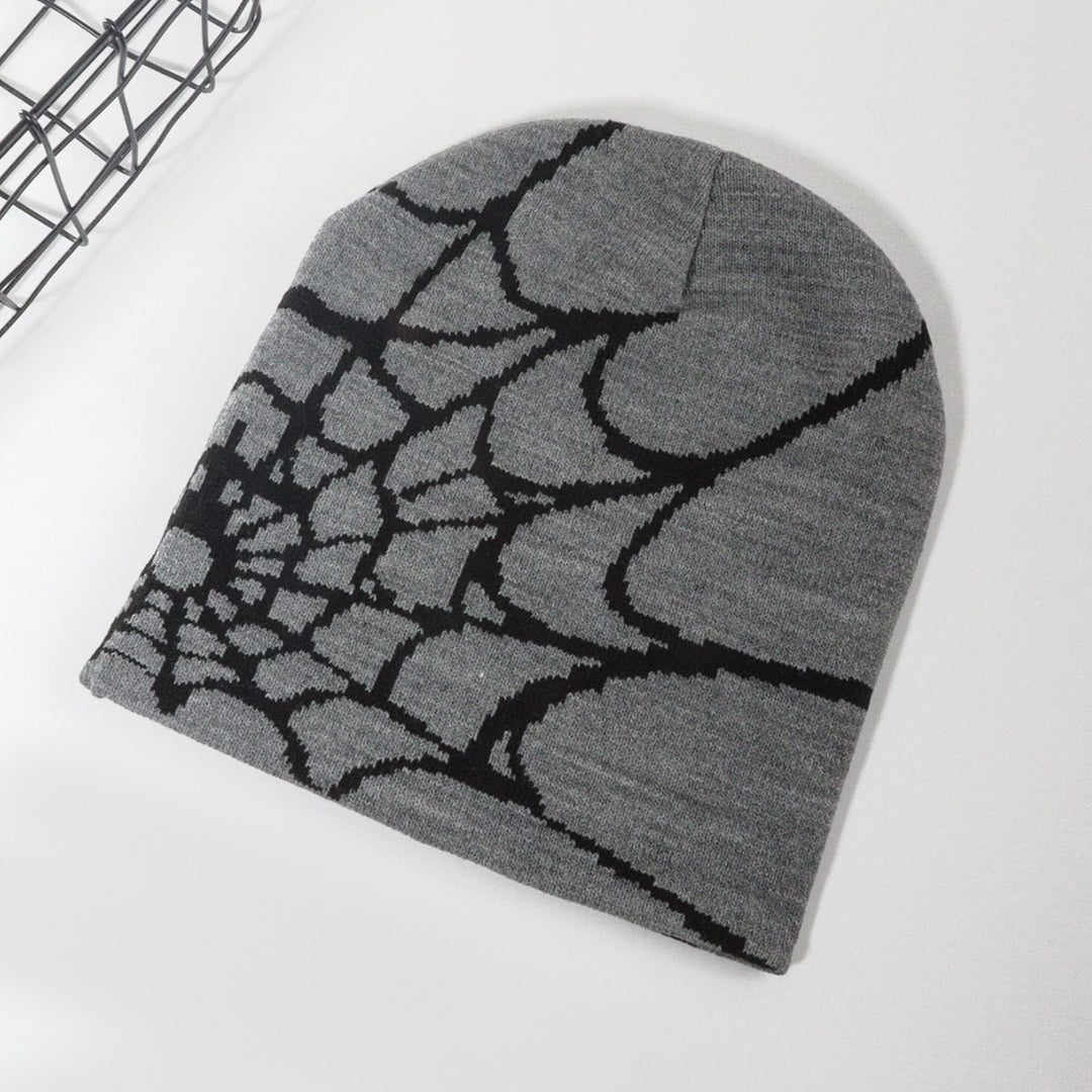 Knitted Pullover Spider Web Y2K Jacquard Hat for Men and Women