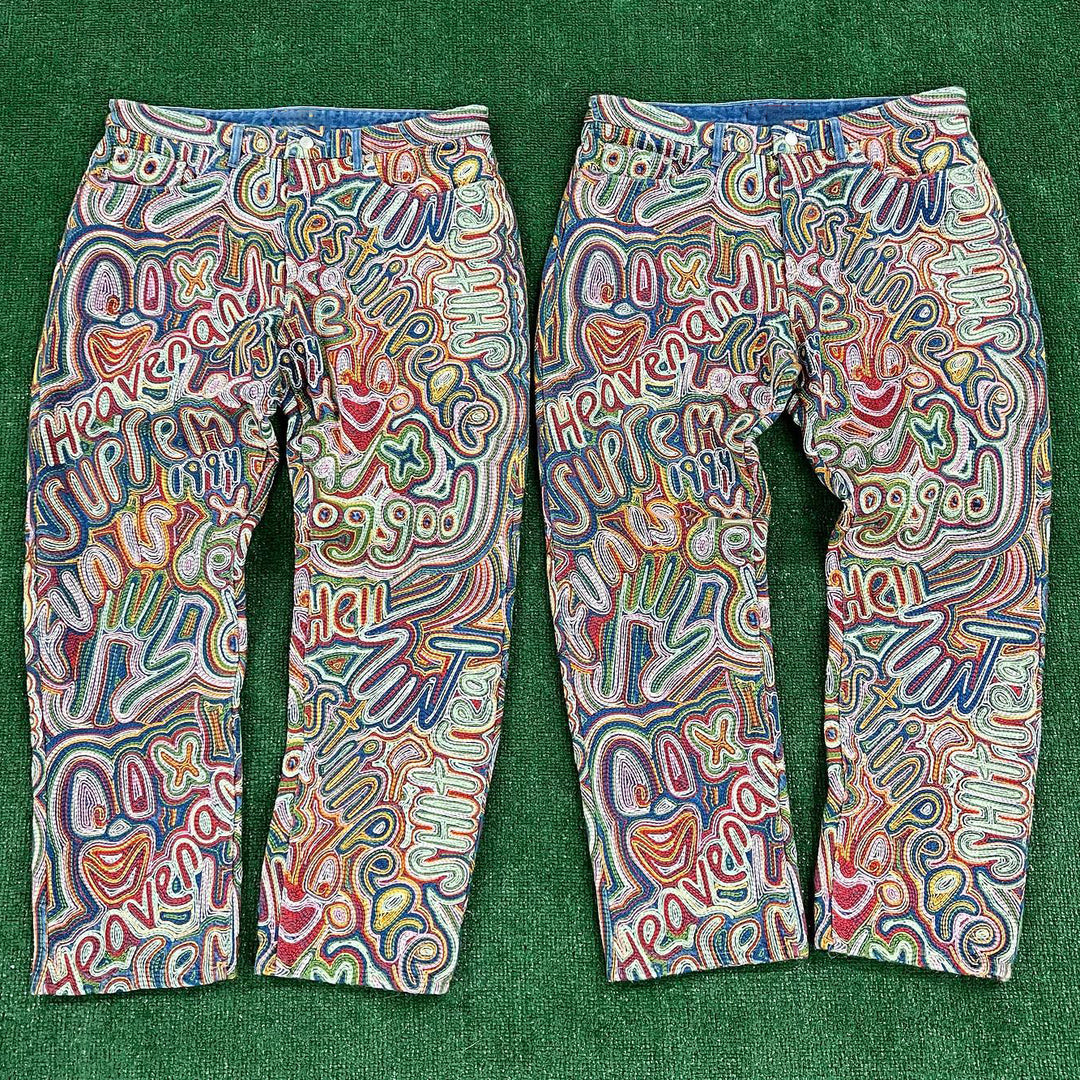 Trendy hip-hop casual artistic pattern trousers
