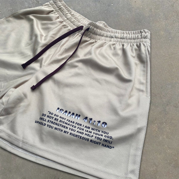 Cross slogan graphic print elastic shorts