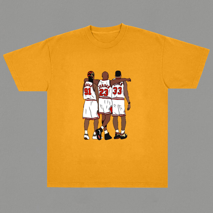 Basketball Retro Print Street Short Sleeve T-Shirt