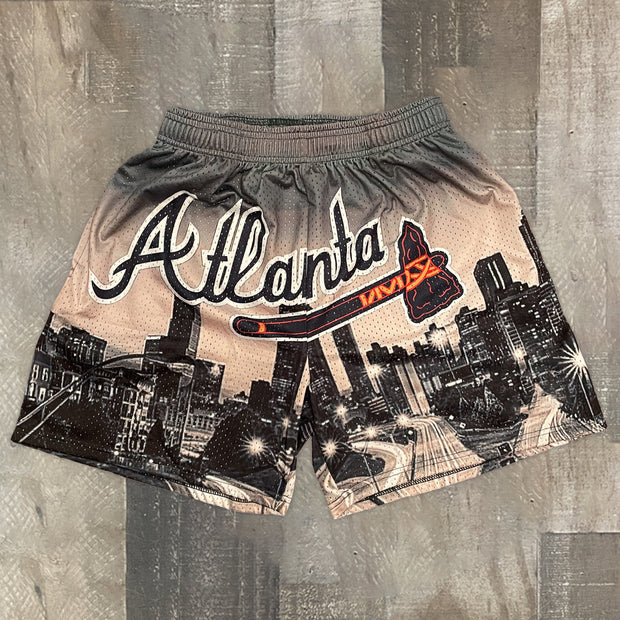 Statement street print vintage mesh shorts