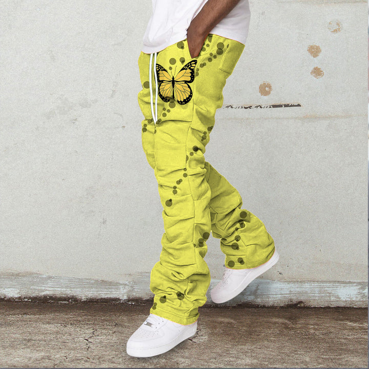 Tide brand high-end butterfly fashion street stacked trousers
