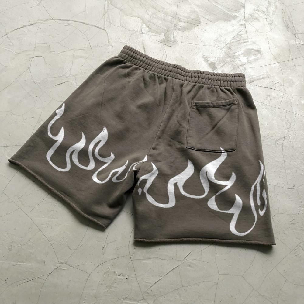 Flame smiley print retro track shorts