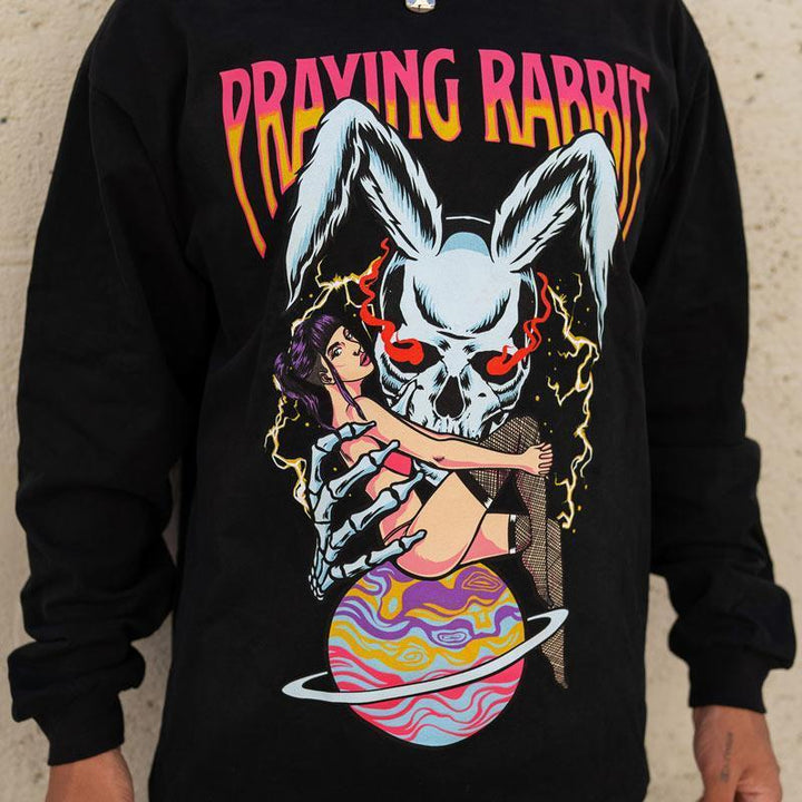Praying rabbit casual home street sports sweatshirt