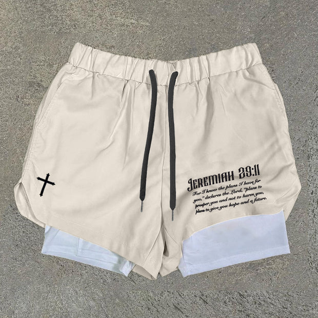 Jeremiah 29:11 Print Double Layer Quick Dry Shorts