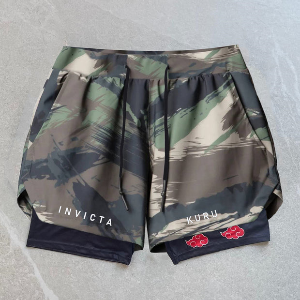 Anime Print Double Layer Quick Dry Shorts