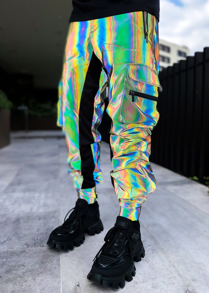 Fashion street style reflective overalls men